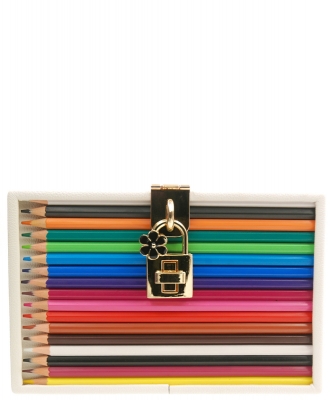 Colored Pencil Box Crossbody Bag F6609 WHITE